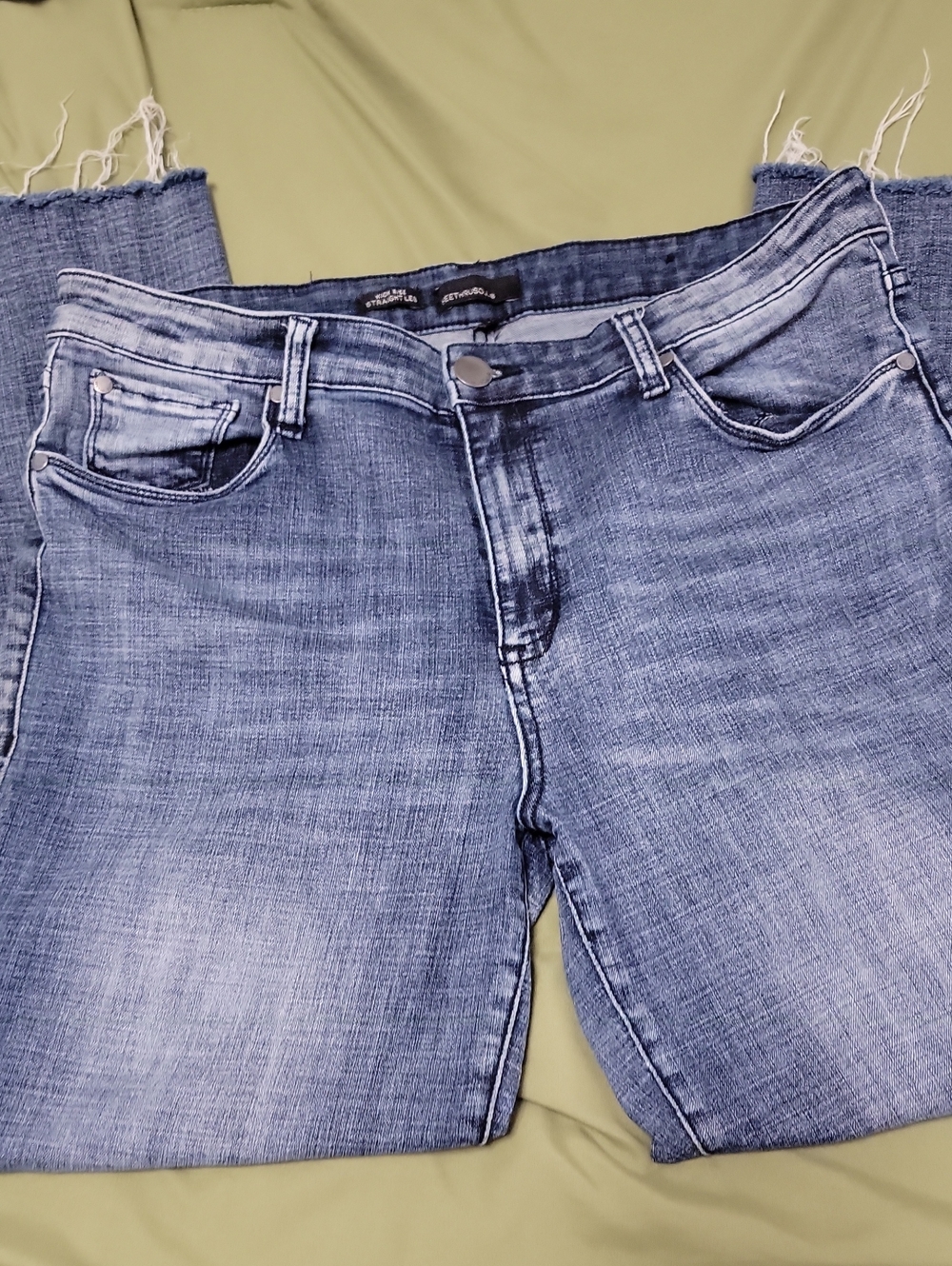 See Thru Soul Light Blue Skinny Jeans with Frayed Hem